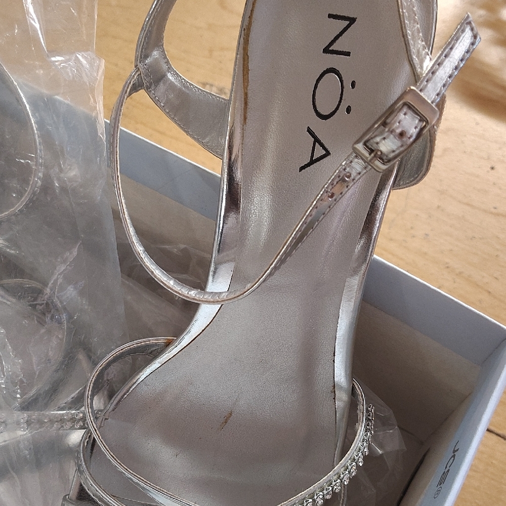 Noa Silver Strappy Heels for Women